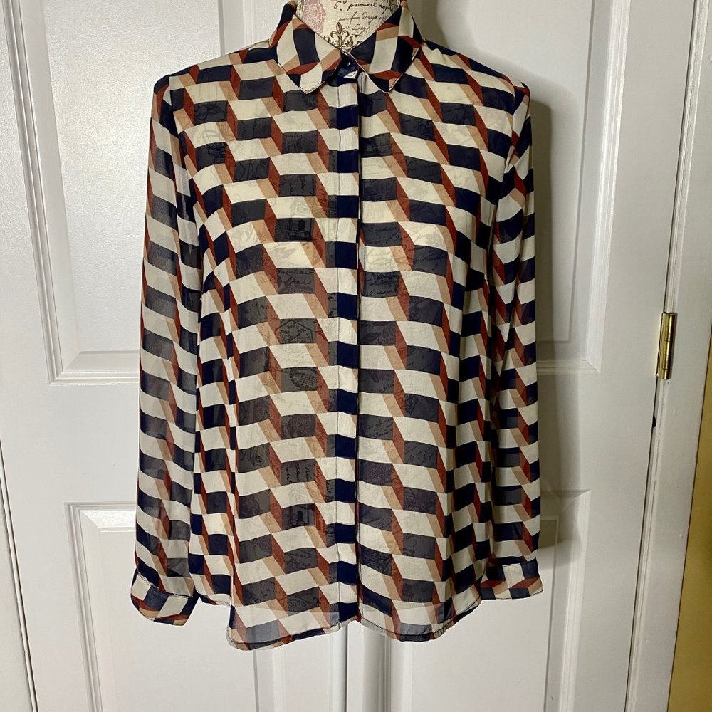 Forever 21 Chevron Print Button Down Blouse